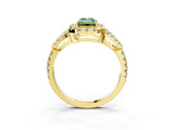 Yellow gold Fancy Green Emerald Cut Cut Diamond Halo Engagement Ring with Open Split Pavé Band_3