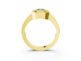 Yellow gold Fancy Green Emerald Cut-Cut Diamond Halo Engagement Ring with Pave Band and Prong Setting_3