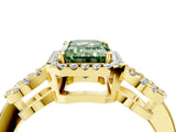 Yellow gold Fancy Green Emerald Cut Cut Halo Diamond Infinity Band with Four-Prong Setting_4