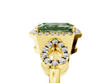 Yellow gold Fancy Green Emerald Cut Cut Halo Diamond Infinity Band with Four-Prong Setting_5