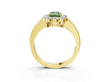 Yellow gold Fancy Green Emerald Cut Cut Halo Diamond Pavé Engagement Ring with Milgrain Detailing_3