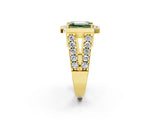Yellow gold Fancy Green Emerald Cut Cut Halo Split Shank Prong Set Ring_2