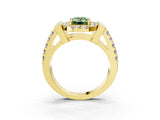 Yellow gold Fancy Green Emerald Cut Cut Halo Split Shank Prong Set Ring_3