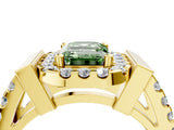 Yellow gold Fancy Green Emerald Cut Cut Halo Split Shank Prong Set Ring_4