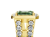 Yellow gold Fancy Green Emerald Cut Cut Halo Split Shank Prong Set Ring_5