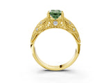 Yellow gold Fancy Green Emerald Cut Cut Milgrain Pave Diamond Engagement Ring with Four-Prong Setting_18