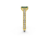 Yellow gold Fancy Green Emerald Cut Cut Pave Band Milgrain Solitaire Ring_2