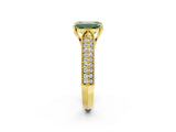 Yellow gold Fancy Green Emerald Cut Cut Pave Split Shank Engagement Ring with Four-Prong Setting_2