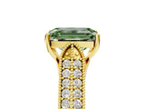 Yellow gold Fancy Green Emerald Cut Cut Pave Split Shank Engagement Ring with Four-Prong Setting_5