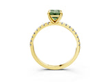 Yellow gold Fancy Green Emerald Cut Diamond Brilliant Solitaire Ring with Pavé Band and Four-Prong Setting_15