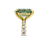 Yellow gold Fancy Green Emerald Cut Diamond Brilliant Solitaire Ring with Pavé Band and Four-Prong Setting_5
