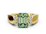 Yellow gold Fancy Green Emerald Cut Diamond Channel Set Solitaire Ring with Four-Prong Setting_12