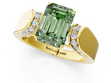 Yellow gold Fancy Green Emerald Cut Diamond Channel Set Solitaire Ring with Four-Prong Setting_13