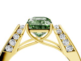 Yellow gold Fancy Green Emerald Cut Diamond Channel Set Solitaire Ring with Four-Prong Setting_16