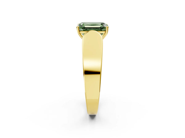 Yellow Gold Emerald Cut Channel Set Engagement Ring Setting for Fancy Green Center with Wide Band