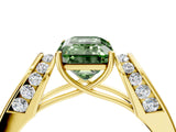 Yellow gold Fancy Green Emerald Cut Diamond Channel Set Solitaire Ring with Four-Prong Setting_40