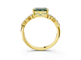 Yellow gold Fancy Green Emerald Cut Diamond Cluster Pavé Band with Four-Prong Setting_15