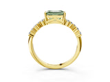 Yellow gold Fancy Green Emerald Cut Diamond Cluster Pavé Band with Four-Prong Setting_6