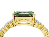 Yellow gold Fancy Green Emerald Cut Diamond Cluster Pavé Band with Four-Prong Setting_7