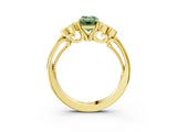 Yellow gold Fancy Green Emerald  Cut Diamond Engagement Ring with Bezel Set Round Side Stones and Prong Setting_52