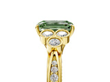 Yellow gold Fancy Green Emerald  Cut Diamond Engagement Ring with Bezel Set Round Side Stones and Prong Setting_54