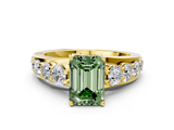Yellow gold Fancy Green Emerald  Cut Diamond Engagement Ring with Pavé Band and Four-Prong Setting_3