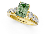 Yellow gold Fancy Green Emerald  Cut Diamond Engagement Ring with Pavé Band and Four-Prong Setting_4