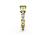 Yellow gold Fancy Green Emerald  Cut Diamond Engagement Ring with Pavé Band and Four-Prong Setting_5