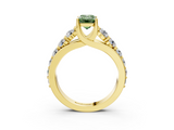 Yellow gold Fancy Green Emerald  Cut Diamond Engagement Ring with Pavé Band and Four-Prong Setting_6