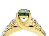 Yellow gold Fancy Green Emerald  Cut Diamond Engagement Ring with Pavé Band and Four-Prong Setting_7