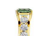 Yellow gold Fancy Green Emerald  Cut Diamond Engagement Ring with Pavé Band and Four-Prong Setting_8
