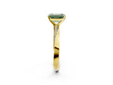 Yellow gold Fancy Green Emerald Cut Diamond Engagement Ring with Side Stone Accents and Four-Prong Setting_14