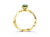 Yellow gold Fancy Green Emerald Cut Diamond Engagement Ring with Side Stone Accents and Four-Prong Setting_15