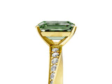 Yellow gold Fancy Green Emerald Cut Diamond Engagement Ring with Side Stone Accents and Four-Prong Setting_17