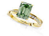 Yellow gold Fancy Green Emerald Cut Diamond Engagement Ring with Side Stone Accents and Four-Prong Setting_73