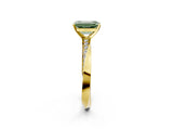 Yellow gold Fancy Green Emerald Cut Diamond Engagement Ring with Side Stone Accents and Four-Prong Setting_74