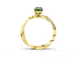Yellow gold Fancy Green Emerald Cut Diamond Engagement Ring with Side Stone Accents and Four-Prong Setting_75