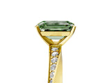Yellow gold Fancy Green Emerald Cut Diamond Engagement Ring with Side Stone Accents and Four-Prong Setting_77