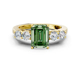 Yellow gold Fancy Green Emerald  Cut Diamond Five-Stone Prong Set White Gold Ring_33