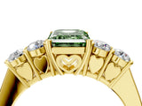 Yellow gold Fancy Green Emerald  Cut Diamond Five-Stone Prong Set White Gold Ring_37