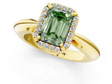 Yellow gold Fancy Green Emerald  Cut Diamond Halo Engagement Ring with Split Shank and Four-Prong Setting_114