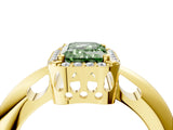 Yellow gold Fancy Green Emerald  Cut Diamond Halo Engagement Ring with Split Shank and Four-Prong Setting_117