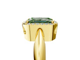 Yellow gold Fancy Green Emerald  Cut Diamond Halo Engagement Ring with Split Shank and Four-Prong Setting_118