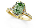 Yellow gold Fancy Green Emerald Cut Diamond Halo Pave Band with Four-Prong Setting_4