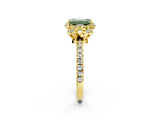 Yellow gold Fancy Green Emerald Cut Diamond Halo Pave Band with Four-Prong Setting_5