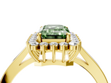 Yellow gold Fancy Green Emerald  Cut Diamond Halo Ring with Round Brilliant Halo and Solitaire Band_91