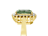 Yellow gold Fancy Green Emerald  Cut Diamond Halo Ring with Round Brilliant Halo and Solitaire Band_92