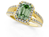 Yellow gold Fancy Green Emerald Cut Diamond Halo Split Shank Engagement Ring_60