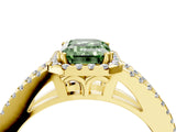 Yellow gold Fancy Green Emerald Cut Diamond Halo Split Shank Engagement Ring_63