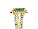 Yellow gold Fancy Green Emerald Cut Diamond Halo Split Shank Engagement Ring_64